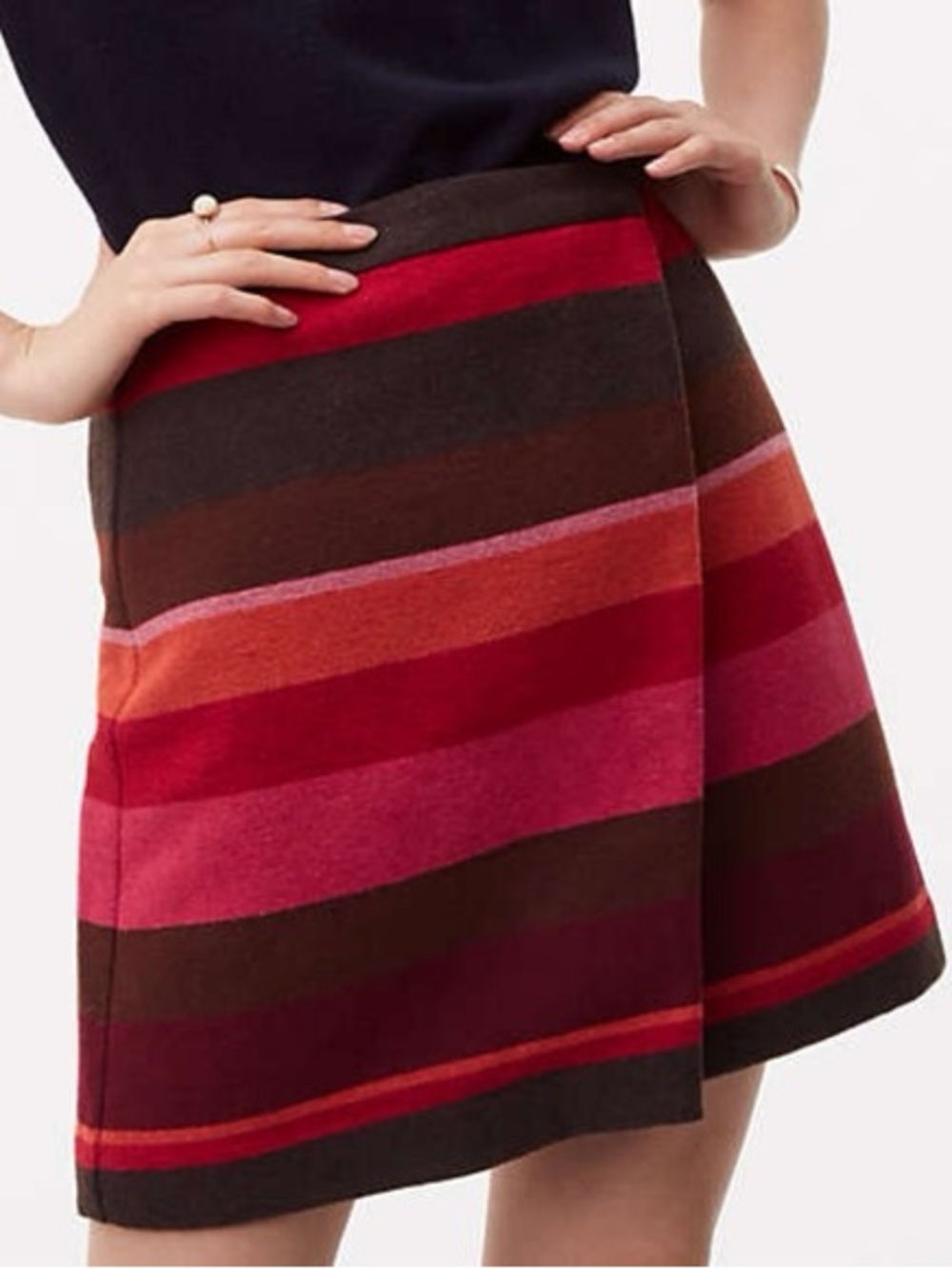 LOFT Wrap Striped Skirt